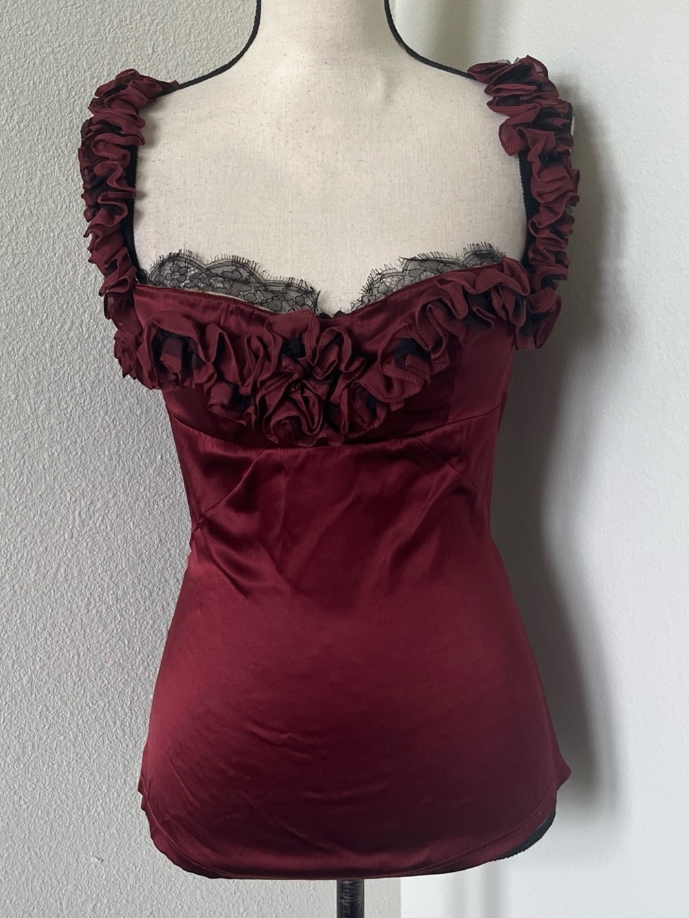 Roberto Cavalli silk corset in burgundy